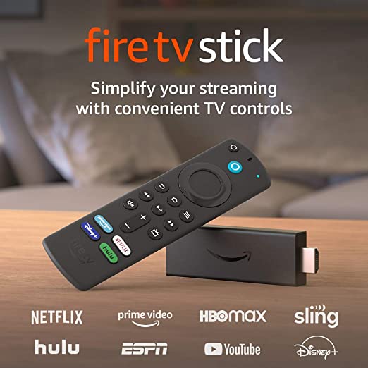 Fire TV Stick (3rd Gen) with Alexa Voice Remote (includes TV controls) | HD streaming device | 2021 release