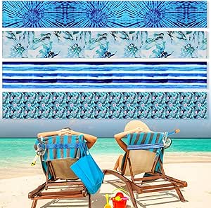 Boao 4 Pack Towel Bands for Beach Chairs Cruise Towel Clips for Lounge Beach Pool Chairs Towel Strap Holder Elastic Windproof Beach Accessories for Summer (Fresh Style, 4 Pack)