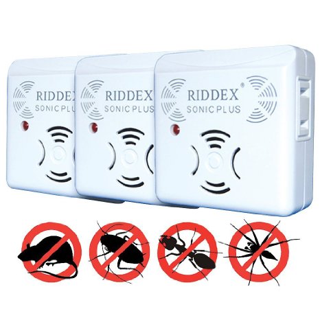 Riddex Sonic Plus Pest Repellers with Side Outlets (set of 3)