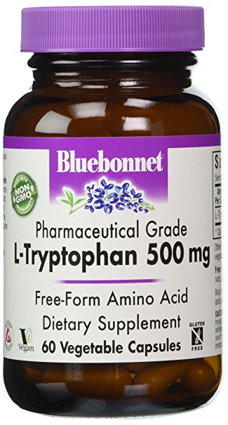 Bluebonnet L-Tryptophan 500 mg Vitamin Capsules, 60 Count