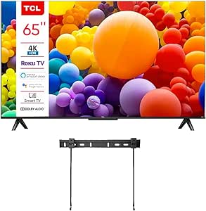 TCL 65-Inch Class 4-Series 4K UHD HDR Smart Roku TV   Wall Mount WiFi Works with AIR Play Siri Alexa and Hey Google(Renewed)