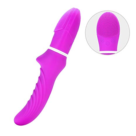 G-Spot Waterproof Rechargeable Dildo Vibrator Adult Sex Toys for Women - Silicone Clitoris Vagina Stimulator Massager Stick Flirt Brush Sex Toy for Couples or Women(Purple)
