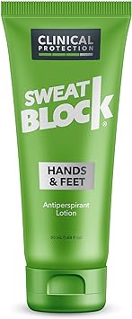 SweatBlock Antiperspirant Lotion for Hands & Feet, Proven to Reduce Excessive Sweating, Reduce Hand & Foot Sweat & Smelly Feet, Safe Effective, FDA Compliant Anti Sweat Lotion for Women & Men, 50mL