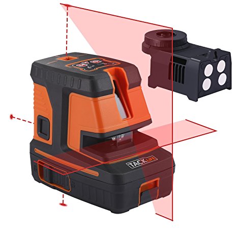 Tacklife SC-L06 3-Point Alignment Laser Level Self Leveling with Horizontal/Vertical Line and Cross-Line -- Enhanced Strong Magnetic Base, Soft Carrying Pouch, Battery Included