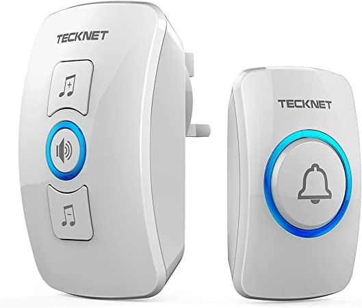 TECKNET Wireless Doorbell, Wall Plug-in Cordless Door Chime at 820-feet Range with 32 Chimes