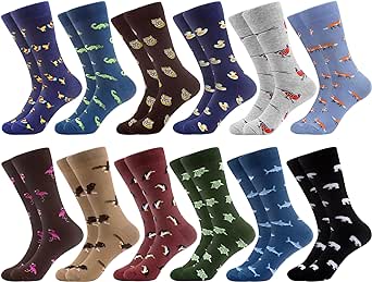 WeciBor Men's Dress Colorful Combed Cotton Crew Socks - Size 6-9/10-13/13-15