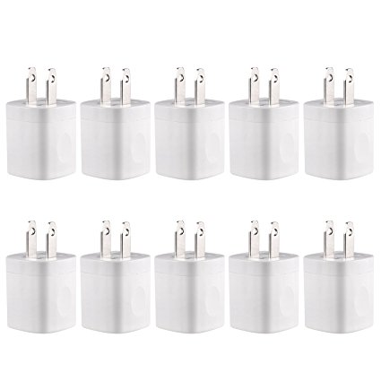 USB Wall Charger, 10 Pack FREEDOMTECH USB AC Universal Power Home Wall Travel Charger Adapter for iPhone 4 5 6 7 Plus Samsung Galaxy S4 S5 S6 S7 S8  Note 2 3 4 5 HTC iOS10 (Full White)