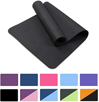 Yoga Mat Extra Thick Fitness & Workout Mat Non-Slip Exercise Yoga Mat High Density Eco-Friendly TPE Pliates Mat with Carrying Strap 72"x 24"x 1/4"