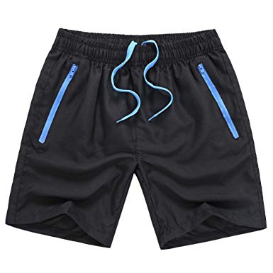 MADHERO Men Swim Trunks with Zipper Pockets Quick Dry Bathing Suits Mesh Lining