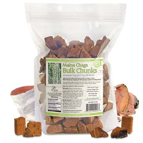 Maine Chaga Bulk Chunks, 15oz. Bulk Value Pricing, Hand-Cut, Small Assorted Sizes & Shapes