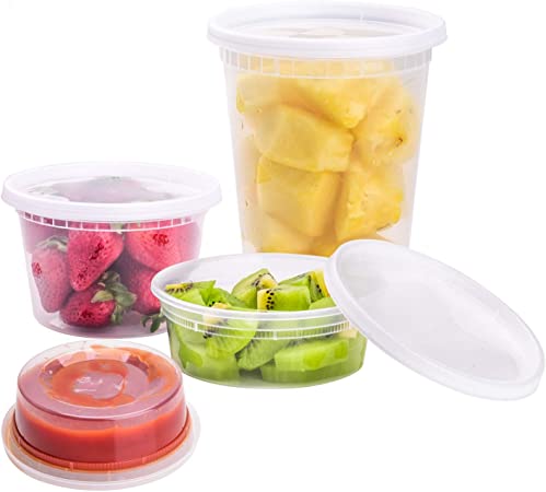 TashiBox [8 oz, 16oz, 32oz，48Sets，16Sets each size] Plastic food storage containers with lids airtight, BPA Free, Microwave/Dishwasher/Freezer Safe