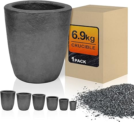 CANALHOUT 6.9kg #5S Silicon Carbide Graphite Crucibles,Crucibles for Melting Metal,Withstand The High Temperature 1800℃(3272°F),Melting Casting Refining Aluminum Gold Silver Copper (6.9KG No.5S)