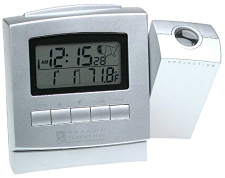 Oregon Scientific RM328PA Silver ExactSet Projection Clock with Cable Free Thermometer