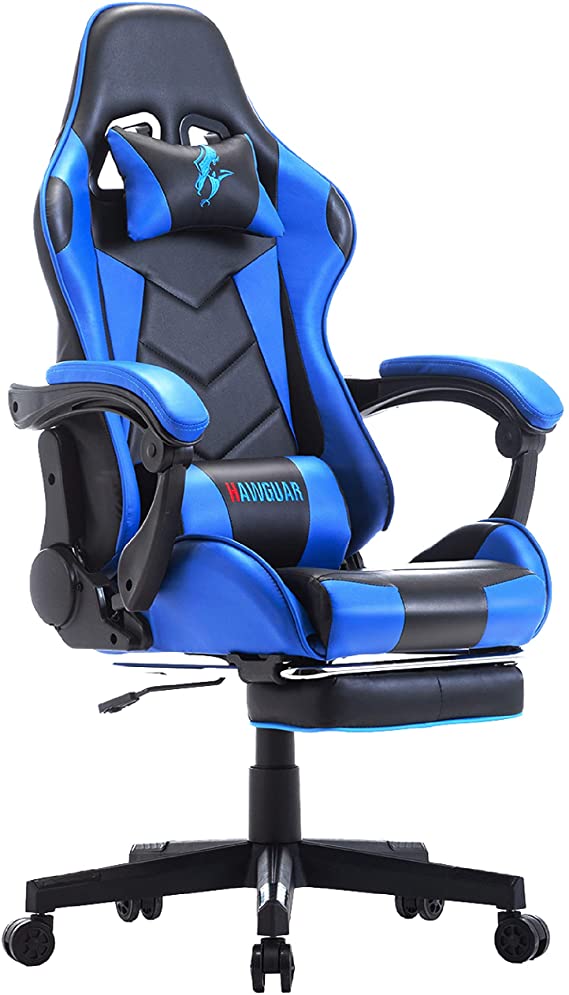 Gaming Chair Gaming Chaise Racing with Lumbar Support Video Game Chair Ergonomic Recliner Computer Chair Tilt E-Sports Chair 180 Degree Recline Easy to Assemble Support Up to 300 lbs (Navy Blue)