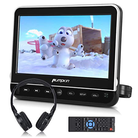 PUMPKIN 10.1" Car Headrest DVD Player with Free Headphone, Support 1080P Video, HDMI Input, AV in/Out, Region Free, USB/SD