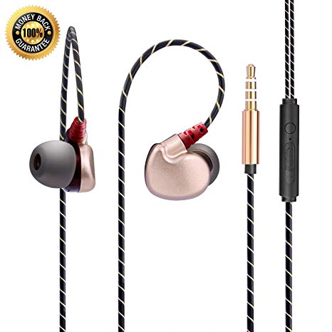 Earphones In Ear Headphones Earbuds with Microphone Running Headphones Mic Stereo and Volume Control Waterproof Wired Earphone For iPhone Samsung Android Mp3 Players Tablet Laptop 3.5mm Audio