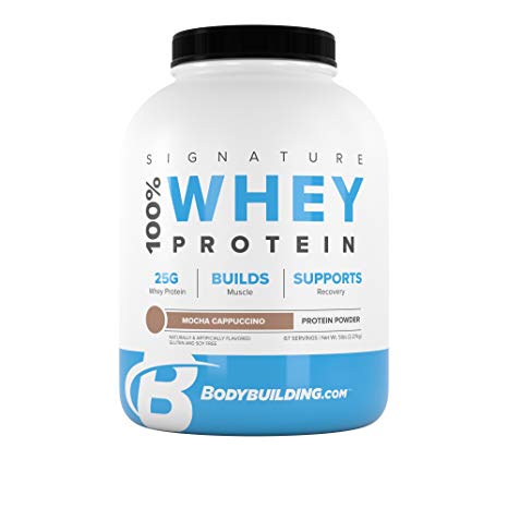 BodyBuilding.Com Signature 100% Whey Protein Powder | 25g of Protein per Serving (Mocha Cappuccino, 5 Lbs)