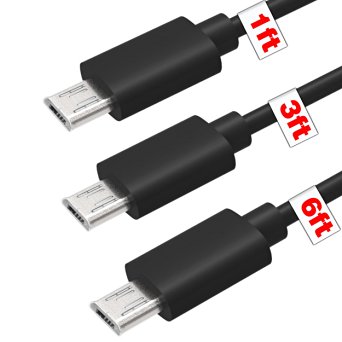 micro USB Cable,[3 Packs]by Ailun, micro usb high speed 2.0 A Male to Micro B Sync & Charging Cable for Smartphone&Tablets,VariousLengths with 1 Feet&3 Feet&6 Feet[Black]