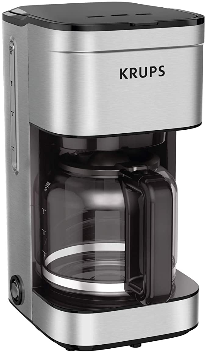KRUPS Simply Brew Family Drip Coffee Maker, 10 cups, Black & Stainless Steel