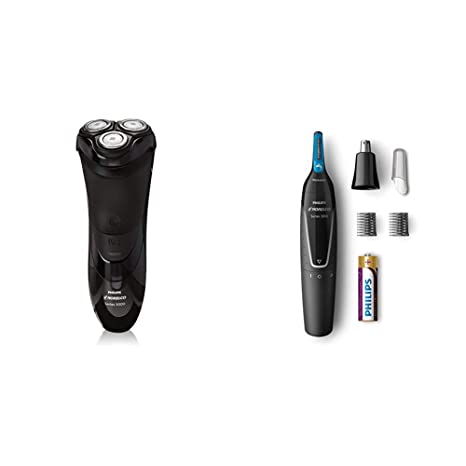 Philips Norelco Electric shaver 3100, S3310/81 series 3000 with Nose Hair Trimmer 3000, NT3000/49, Precision Groomer with 6 pieces for Nose, Ears and Eyebrows