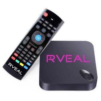 Rveal Streaming Media Player and Android Smart TV Box with Upgraded Rveal Air Mouse Remote and Keyboard