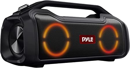 Wireless Portable Bluetooth Boombox Speaker - 40W 2Ch Waterproof Rechargeable Speaker Loud Stereo System w/Google Assistant/Siri Voice Control, TWS Function, Micro SD, RGB Lights -PSBWP4