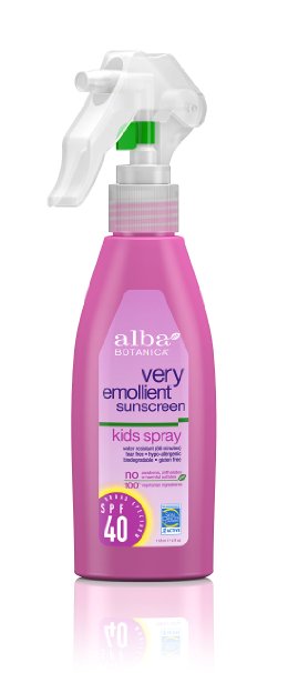 Alba Botanica Very Emollient  Kids Spray Sunscreen SPF 40 4 Ounce