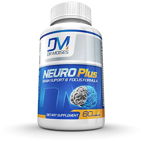 Brain supplement NEURO PLUS - DM Nootropic brain supplement for Concentration, Memory, Focus, Clarity, Mood, Alertness, Sharp Mind, Cognitive Enhancement. 60 capsules