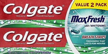 Colgate MaxFresh Clean Mint Toothpaste with Mini Breath Strips, 6 oz, 2pk