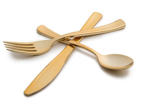 Stock Your Home Gold Disposable Cutlery Combo /75ct. /25ea. Tea Spoons, Forks & Knives