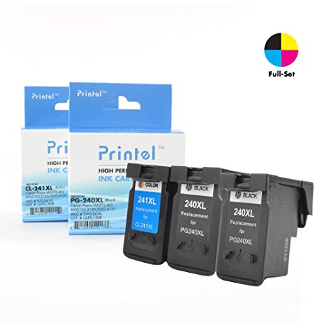 Printel Remanufactured Ink CartridgeCanon PG-240XL, CL-241XL 2 Black, 1 Color (Combo Pack / 3 Pack), High Yield