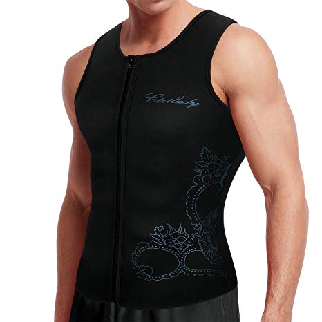 CtriLady Men’s Wetsuit Top Neoprene Vest with Front Zipper, UV Protection, Sleeveless Workout Top for Swimming, Diving, Surfing and Canoeing