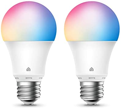 Kasa Smart Light Bulbs, Full Color Changing Dimmable Smart WiFi Bulbs Works with Alexa and Google Home, A19, 9W 800 Lumens,2.4Ghz only, No Hub Required, 2-Pack (KL125P2)