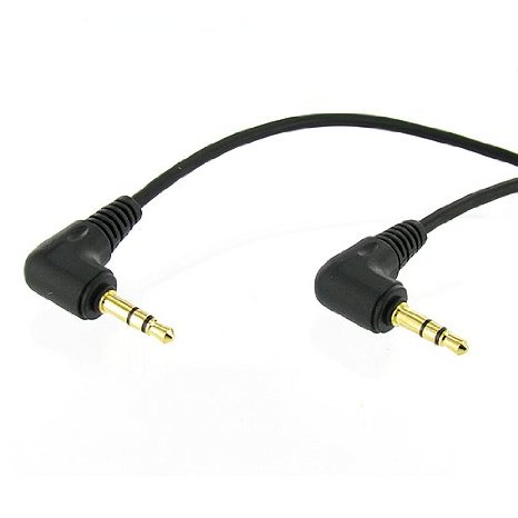 2 feet 3.5mm Male Right Angle to 3.5mm Male Right Angle Gold Stereo Audio Cable, Nylon Reinforced, Premium Quality Cable