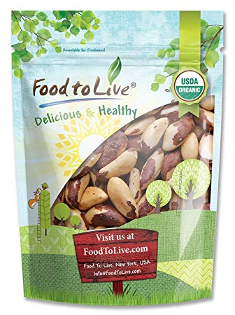 Food to Live Organic Brazil Nuts (Raw, Unshelled, Kosher) — 1 Pound