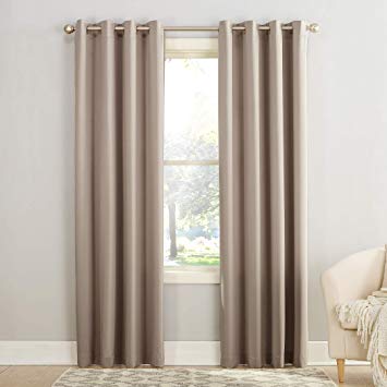 Sun Zero Barrow Energy Efficient Grommet Curtain Panel, 54" x 108", Stone