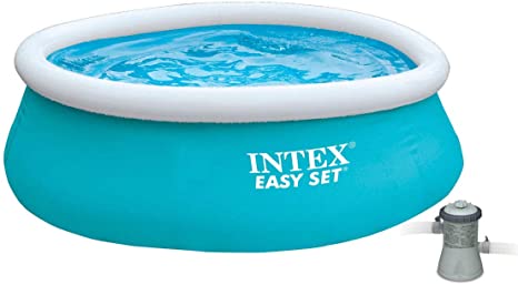 Intex 6 Foot x 20 Inch Easy Set Inflatable Round Above Ground Backyard Swimming Pool with 330 GPH Clear Cartridge Filter Pump, Blue