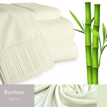 Bamboo Living Eco Friendly Egyptian Comfort Bedding 6 Piece Sheet Set (w/4 Pillowcases) (Queen, Ivory)