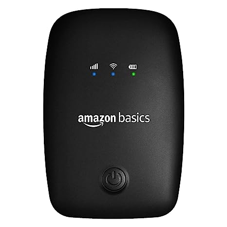 AmazonBasics 4G LTE Wireless Dongle with All SIM Network Support | Plug & Play Data Card Stick with up to 150Mbps WiFi Hotspot | 2100mAh Rechargeable Battery| SIM Adapter Included (Black)-AB-BLCK-03