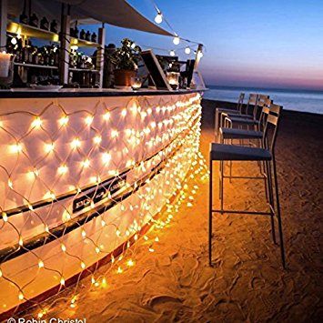 Ollny 9.8ft x 6.6ft 204 LEDs Net Mesh Fairy String Decorative Lights Tree-wrap with 8 modes for Wedding Christmas Outdoor Garden Home Decorations Warm White