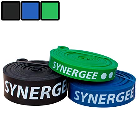 Synergee Pull Up Assist Bands - Heavy Duty Resistance Super Bands - Power Band Resistance Loop Exercise Bands Mobility & Powerlifting Bands - Perfect for Stretching, Powerlifting, Resistance Training
