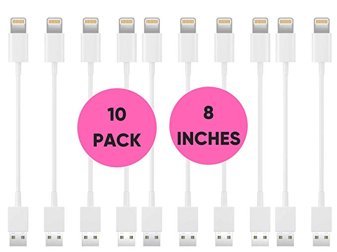 lphone Charger Cables - Short (6-inches) - Compatible with lphone X / 8 Plus / 8/7 Plus / 7 / 6s Plus / 6s / 6 Plus / 6 / 5s / 5c / 5 / lpad air/air 2 / lpad Mini/Mini 2 / Mini 4