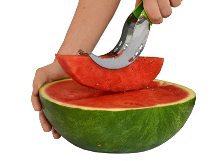 Watermelon Slicer, Corer & Serving Knife By Paul Jacob - Premium Quality, Durable Stainless Steel - Ergonomic, Slip Resistant, Silicone Grip - Kid Friendly Blades - Practical & Easy To Use Cutter