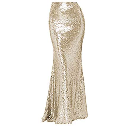 NaXY Simply Sequin Party Skirt Maxi Dresses for Prom Cocktail Party Evening Casual Dresses Skirt