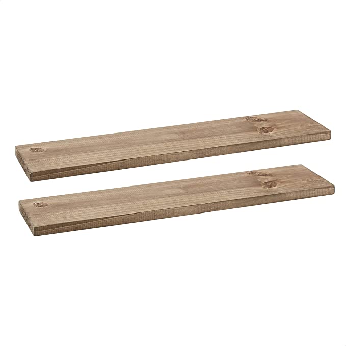 AmazonBasics Floating Shelves - 24-Inch, Natural Wood, 2-Pack