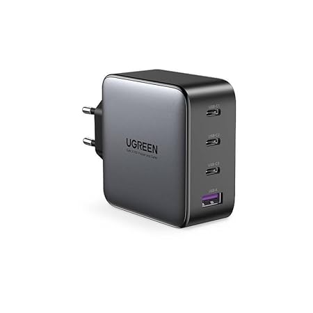 UGREEN 100W USB C Charger USB C GaN 4 Ports Charger PD Charger with PPS GaN Supports 20W USB C Compatible with MacBook Pro, iPhone 13 Pro, iPhone 12, iPad Pro, Dell XPS 15, S21 Indian Plug