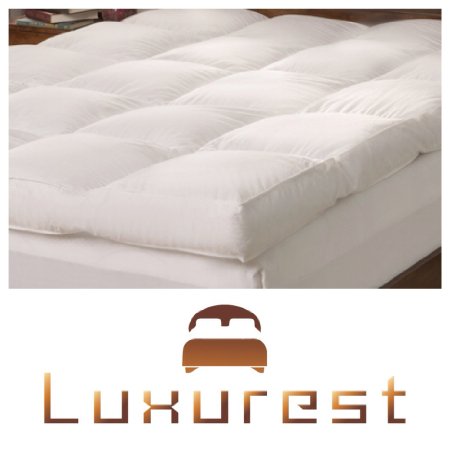 Luxurest 230 Thread Count Cotton 5 inch Feather Bed Pillow Top Mattress Topper with Cover, Twin