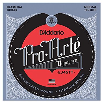 D'Addario EJ45TT ProArte DynaCore Classical Guitar Strings, Titanium Trebles, Normal Tension