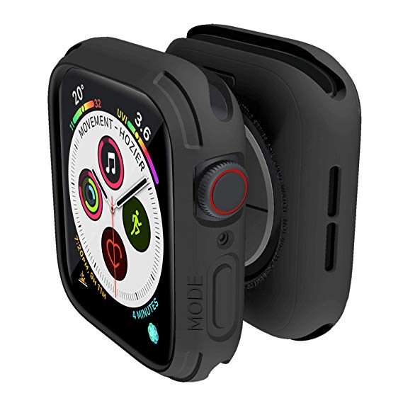 elkson compatible w/ Apple Watch case 44mm Series 5 4 iwatch Quattro Series Bumper Cases Protection Compatible with Apple Watch Durable Military Grade Black TPU Flexible Shock Proof Resist Stealth Black