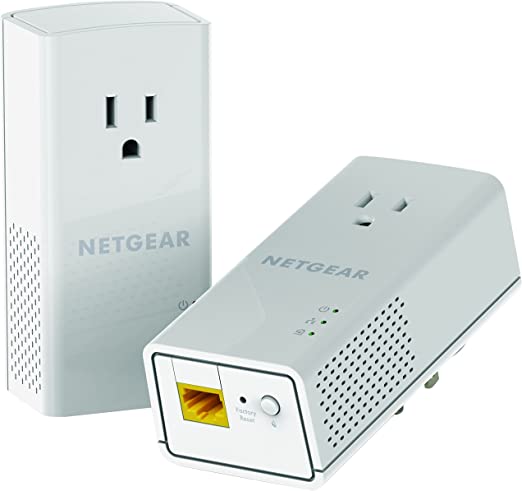 NETGEAR PowerLINE 1200 Mbps, 1 Gigabit Port with Pass-Through, Extra Outlet (PLP1200-100PAS),Pale Gray